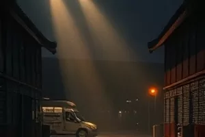 《南风转北》天台晾衣绳与远处的楼群